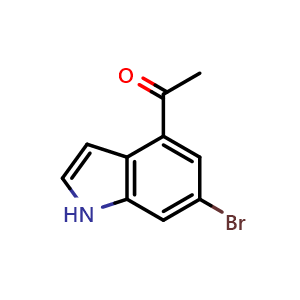 Chemical structure of 1-(6-Bromo-1H-indol-4-yl)ethan-1-one , CAS 2055841-48-8, AChemBlock L22256
