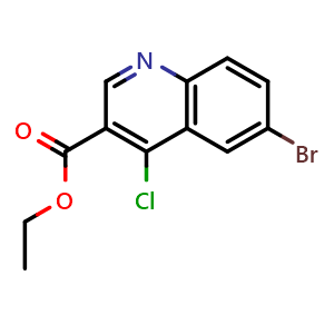 Chemical structure of Ethyl 6-bromo-4-chloroquinoline-3-carboxylate , CAS 206257-39-8, AChemBlock L22263