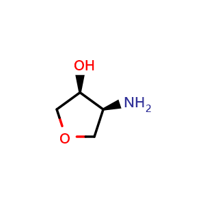 Chemical structure of (3S,4S)-4-Aminooxolan-3-ol , CAS 214629-29-5, AChemBlock L22268