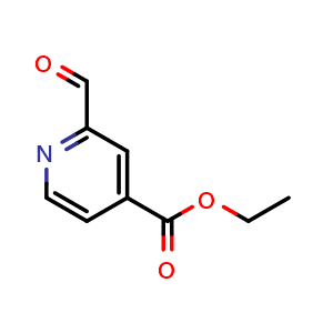 Chemical structure of Ethyl 2-formylpyridine-4-carboxylate , CAS 21908-08-7, AChemBlock L22270