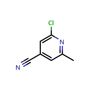 Chemical structure of 2-Chloro-6-methylpyridine-4-carbonitrile , CAS 25462-98-0, AChemBlock L22283