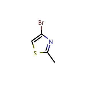 Chemical structure of 4-Bromo-2-methyl-1,3-thiazole , CAS 298694-30-1, AChemBlock L22293