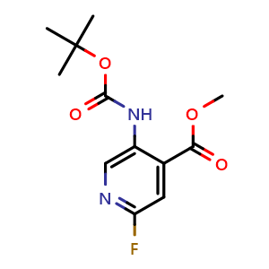 Chemical structure of Methyl 5-{[(tert-butoxy)carbonyl]amino}-2-fluoropyridine-4-carboxylate , CAS 305371-15-7, AChemBlock L22297