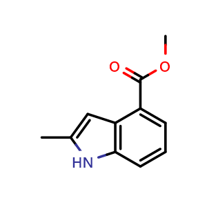 Chemical structure of Methyl 2-methyl-1H-indole-4-carboxylate , CAS 34058-51-0, AChemBlock L22310