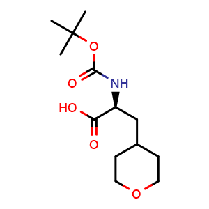 Chemical structure of (2S)-2-{[(tert-Butoxy)carbonyl]amino}-3-(oxan-4-yl)propanoic acid , CAS 368866-33-5, AChemBlock L22319
