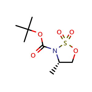 Chemical structure of N-Boc-(4S)-2,2-Dioxido-4-methyl-1,2,3-oxathiazolidine , CAS 439948-91-1, AChemBlock L22338