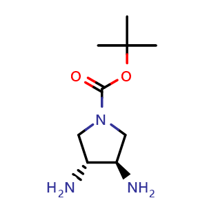 Chemical structure of tert-Butyl (3R,4R)-3,4-diaminopyrrolidine-1-carboxylate , CAS 503552-68-9, AChemBlock L22350