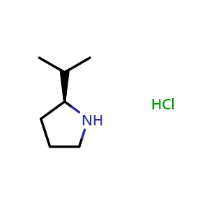 Chemical structure of (2S)-2-(Propan-2-yl)pyrrolidine hydrochloride , CAS 51207-71-7, AChemBlock L22352