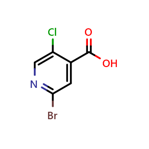 Chemical structure of 2-Bromo-5-chloropyridine-4-carboxylic acid , CAS 530156-90-2, AChemBlock L22357