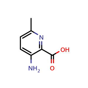 Chemical structure of 3-Amino-6-methylpyridine-2-carboxylic acid , CAS 53636-71-8, AChemBlock L22360