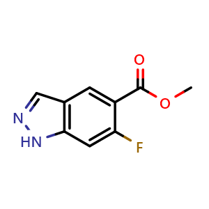Chemical structure of 6-Fluoro-5-indazolecarboxylic acid methyl ester , CAS 633327-39-6, AChemBlock L22376