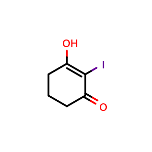 Chemical structure of 3-Hydroxy-2-iodocyclohex-2-en-1-one , CAS 642088-17-3, AChemBlock L22382
