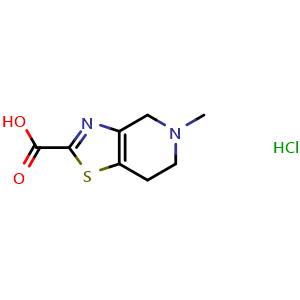 Chemical structure of 5-Methyl-4H,5H,6H,7H-[1,3]thiazolo[4,5-c]pyridine-2-carboxylic acid hydrochloride , CAS 693771-79-8, AChemBlock L22393