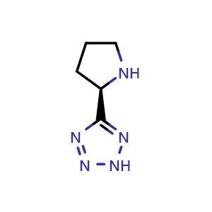 Chemical structure of 5-[(2R)-Pyrrolidin-2-yl]-2H-1,2,3,4-tetrazole , CAS 702700-79-6, AChemBlock L22397