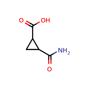 Chemical structure of 2-Carbamoylcyclopropane-1-carboxylic acid , CAS 716362-29-7, AChemBlock L22401