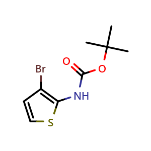 Chemical structure of tert-Butyl N-(3-bromothiophen-2-yl)carbamate , CAS 85069-60-9, AChemBlock L22426