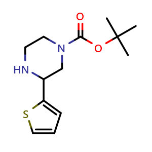 Chemical structure of tert-butyl 3-(thiophen-2-yl)piperazine-1-carboxylate , CAS 886771-38-6, AChemBlock L22463