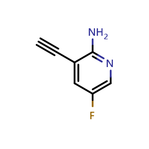 Chemical structure of 3-Ethynyl-5-fluoropyridin-2-amine , CAS 936344-74-0, AChemBlock L22495