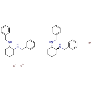 Chemical structure of (3as,3'as,7as)-1,1',3,3'-Tetrabenzyl-2,2-dibromo-3a,3'a,4,4',5,5',6,6',7,7',7a,7'a-dodecahydro-2,2'-spirobi[cyclohexa[d]1,3-diaza-2-nickelacyclopentane] , CAS 941321-22-8, AChemBlock L22499