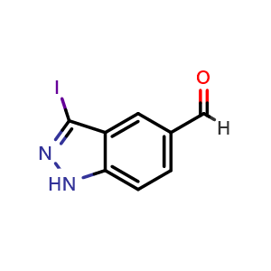 Chemical structure of 3-Iodo-1H-indazole-5-carbaldehyde , CAS 944899-01-8, AChemBlock L22503
