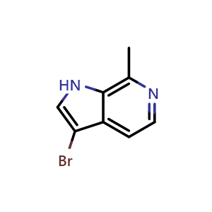 Chemical structure of 3-Bromo-7-methyl-1H-pyrrolo[2,3-c]pyridine , CAS 1190316-53-0, AChemBlock M15006