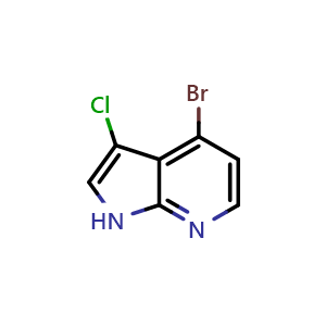 Chemical structure of 4-Bromo-3-chloro-1H-pyrrolo[2,3-b]pyridine , CAS 943323-92-0, AChemBlock M15010