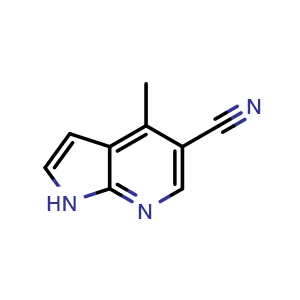 Chemical structure of 4-Methyl-1H-pyrrolo[2,3-b]pyridine-5-carbonitrile , CAS 267875-39-8, AChemBlock M15011