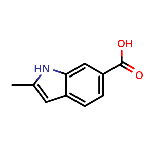 Chemical structure of 2-Methyl-1H-indole-6-carboxylic acid , CAS 73177-33-0, AChemBlock M15016