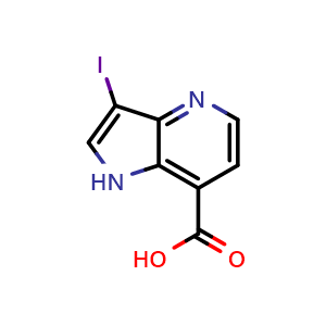 Chemical structure of 3-Iodo-1H-pyrrolo[3,2-b]pyridine-7-carboxylic acid , CAS 1190310-73-6, AChemBlock M15043
