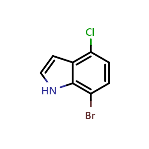 Chemical structure of 7-Bromo-4-chloro-1H-indole , CAS 126811-29-8, AChemBlock M15055