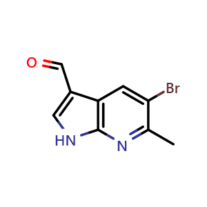 Chemical structure of 5-Bromo-6-methyl-7-azaindole-3-aldehyde , CAS 1000343-91-8, AChemBlock M15058