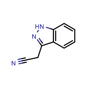 Chemical structure of 2-(1H-Indazol-3-yl)acetonitrile , CAS 101714-15-2, AChemBlock M15061