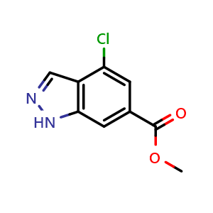 Chemical structure of Methyl 4-chloro-1H-indazole-6-carboxylate , CAS 885519-19-7, AChemBlock M15062
