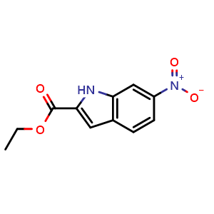 Chemical structure of Ethyl 6-nitro-1H-indole-2-carboxylate , CAS 16792-45-3, AChemBlock M15066
