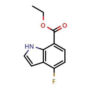 Chemical structure of Ethyl 4-fluoro-1H-indole-7-carboxylate , CAS 1196048-19-7, AChemBlock M15068