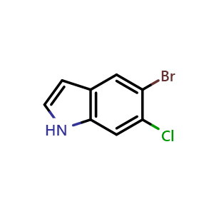 Chemical structure of 5-Bromo-6-chloro-1H-indole , CAS 122531-09-3, AChemBlock M15076