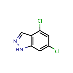 Chemical structure of 4,6-Dichloro-1H-indazole , CAS 885519-58-4, AChemBlock M15111