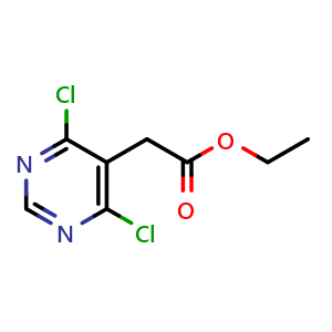 Chemical structure of Ethyl (4,6-dichloro-5-pyrimidinyl)acetate , CAS 1095822-21-1, AChemBlock M15149