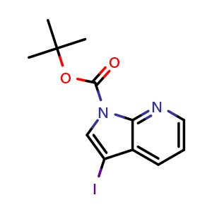 Chemical structure of tert-Butyl 3-iodo-1H-pyrrolo[2,3-b]pyridine-1-carboxylate , CAS 192189-18-7, AChemBlock M15161