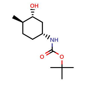Chemical structure of tert-Butyl (1R,3R,4R)-3-hydroxy-4-methylcyclohexylcarbamate , CAS 1403864-94-7, AChemBlock M15162