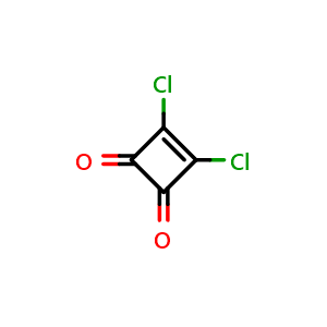 Chemical structure of 3,4-Dichloro-3-cyclobutene-1,2-dione , CAS 2892-63-9, AChemBlock M15170