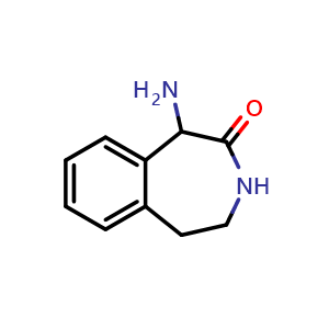 Chemical structure of 5-Amino-1,2,3,5-tetrahydro-3-benzazepin-4-one , CAS 253185-43-2, AChemBlock M15187