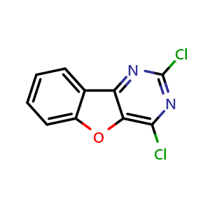 Chemical structure of 2,4-Dichlorobenzofuro[3,2-d]pyrimidine , CAS 160199-95-1, AChemBlock M15198