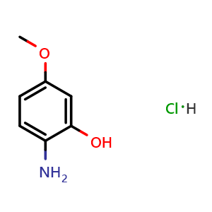 Chemical structure of 1-Amino-2-hydroxy-4-methoxybenzene hydrochloride , CAS 39547-15-4, AChemBlock M15200