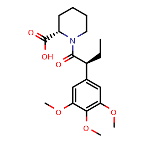 Chemical structure of [S-(R*,R*)]-1-[1-oxo-2-(3,4,5-trimethoxyphenyl)butyl]-2-piperdinecarboxylic acid , CAS 195202-09-6, AChemBlock M15210