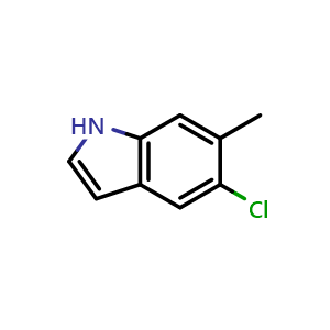 Chemical structure of 5-Chloro-6-methyl-1H-indole , CAS 162100-56-3, AChemBlock M15235