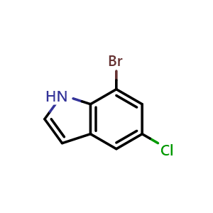 Chemical structure of 7-Bromo-5-chloro-1H-indole , CAS 292636-08-9, AChemBlock M15244