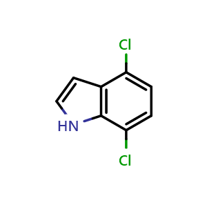 Chemical structure of 4,7-Dichloro-1H-indole , CAS 96129-73-6, AChemBlock M15272