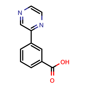 Chemical structure of 3-(Pyrazin-2-yl)benzoic acid , CAS 856905-13-0, AChemBlock M15292