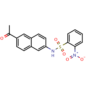Chemical structure of 2-Aceto-6-(2-nitrophenyl)sulfonamido-naphthalene , CAS 1998216-43-5, AChemBlock M15481